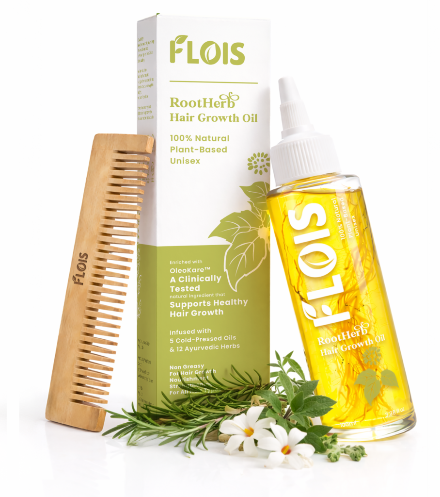 flois rootherb hair growth oil plant based ayurvedic hair oil for men and women 3