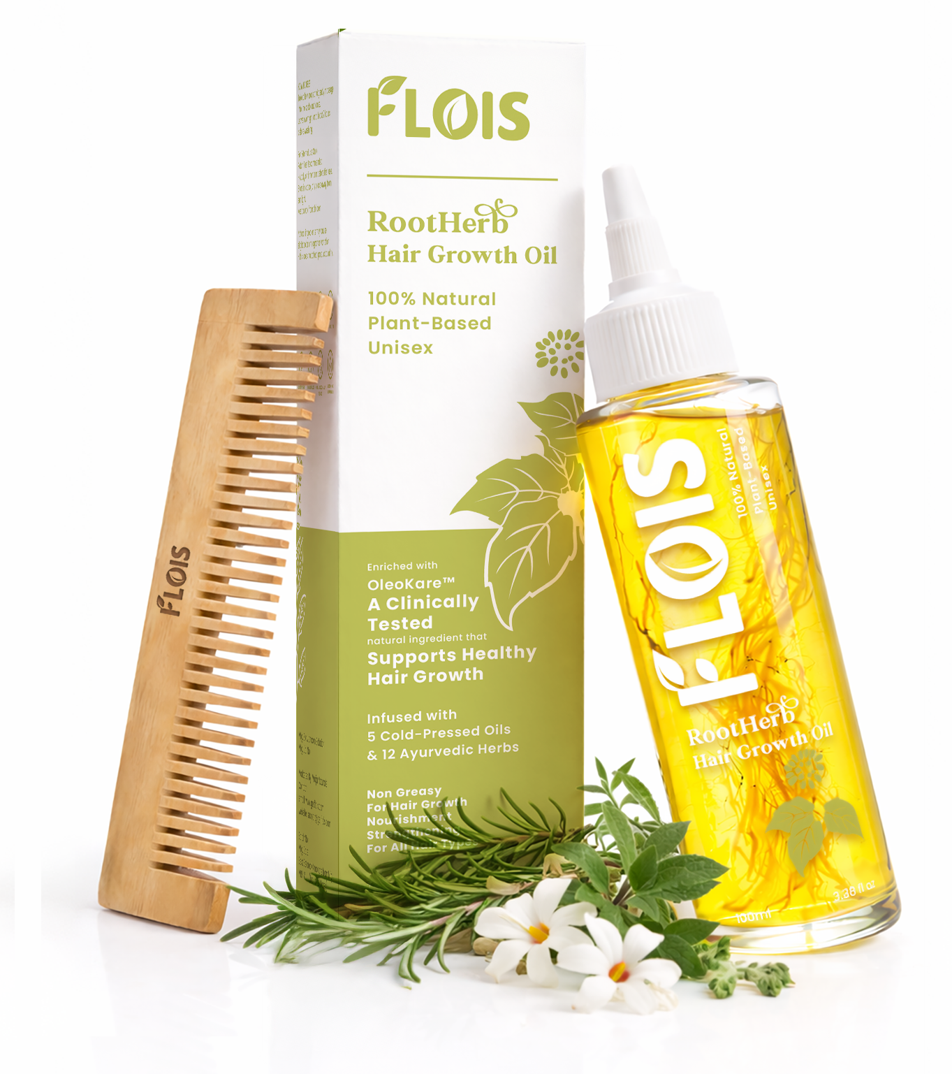 flois rootherb hair growth oil plant based ayurvedic hair oil for men and women 3